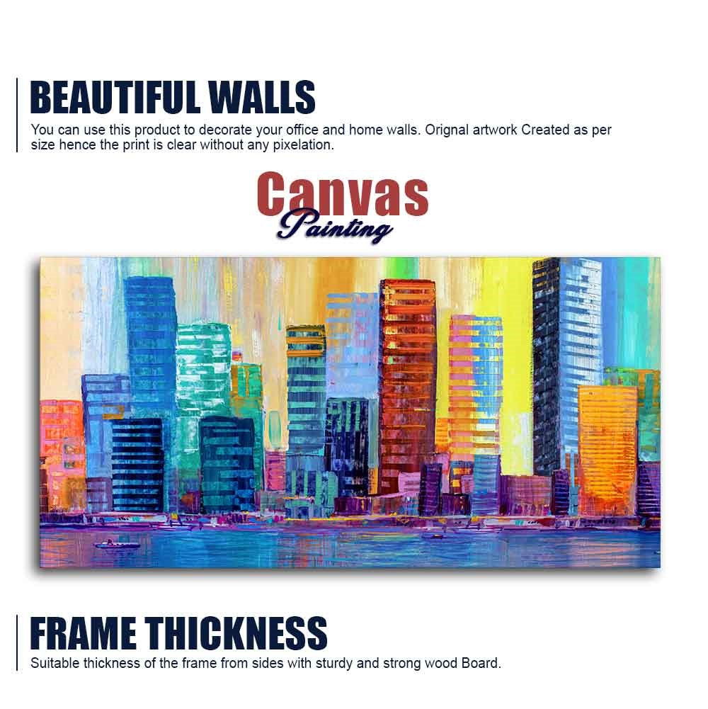 Colorful City Skyline Premium Wall Painting