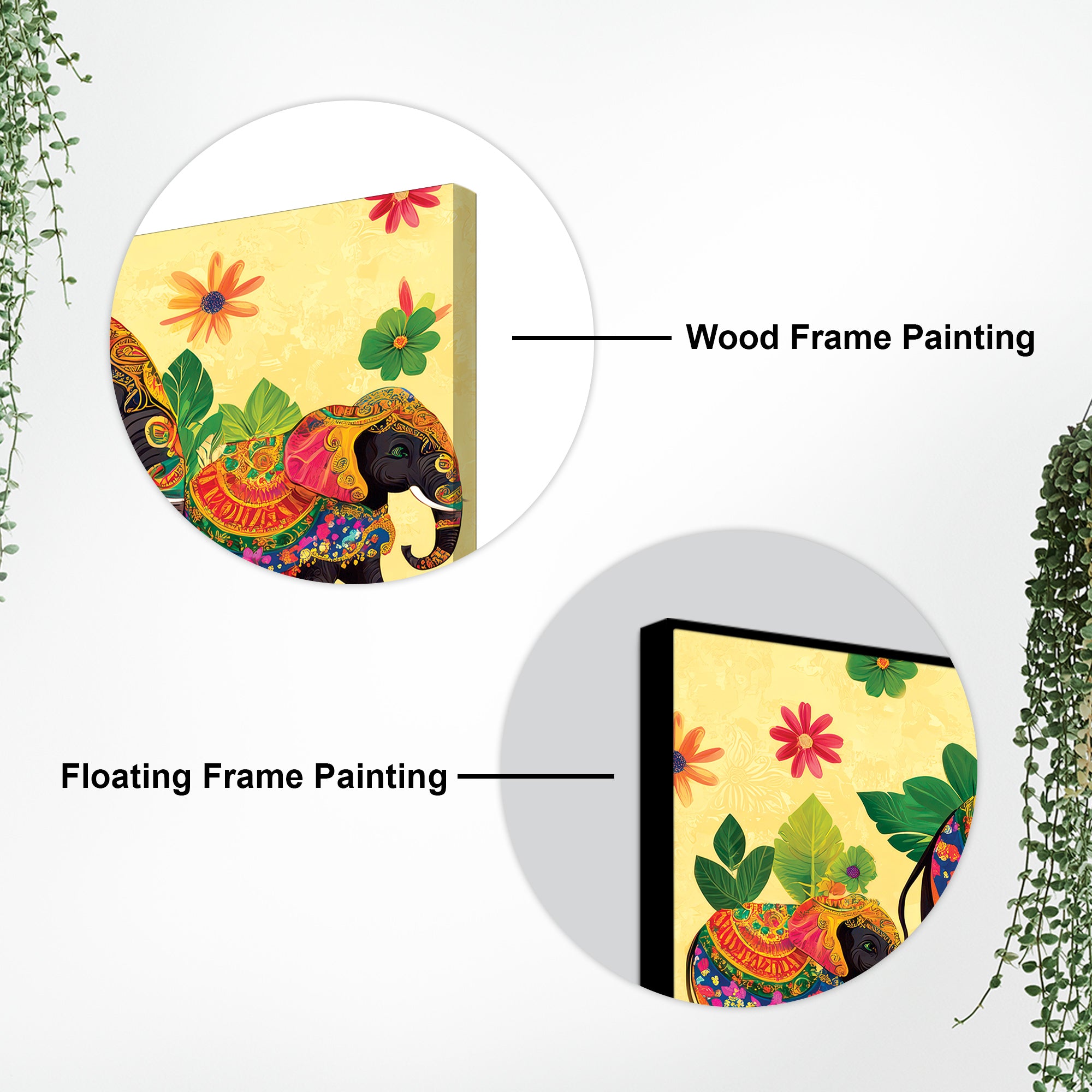 Colorful Elephant Family Premium Wall Painting