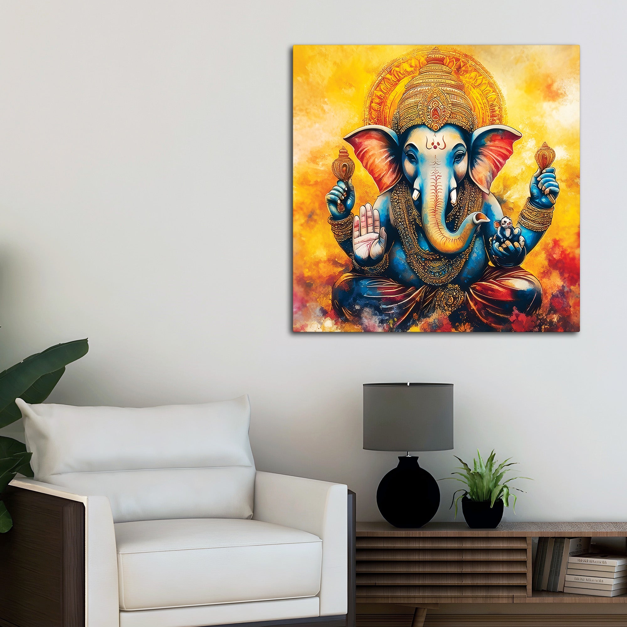Colorful Ganesh Ji Canvas Painting