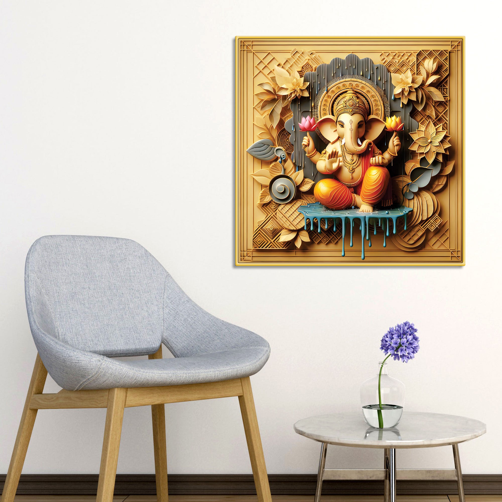 Colorful Ganpati Bappa Canvas Painting