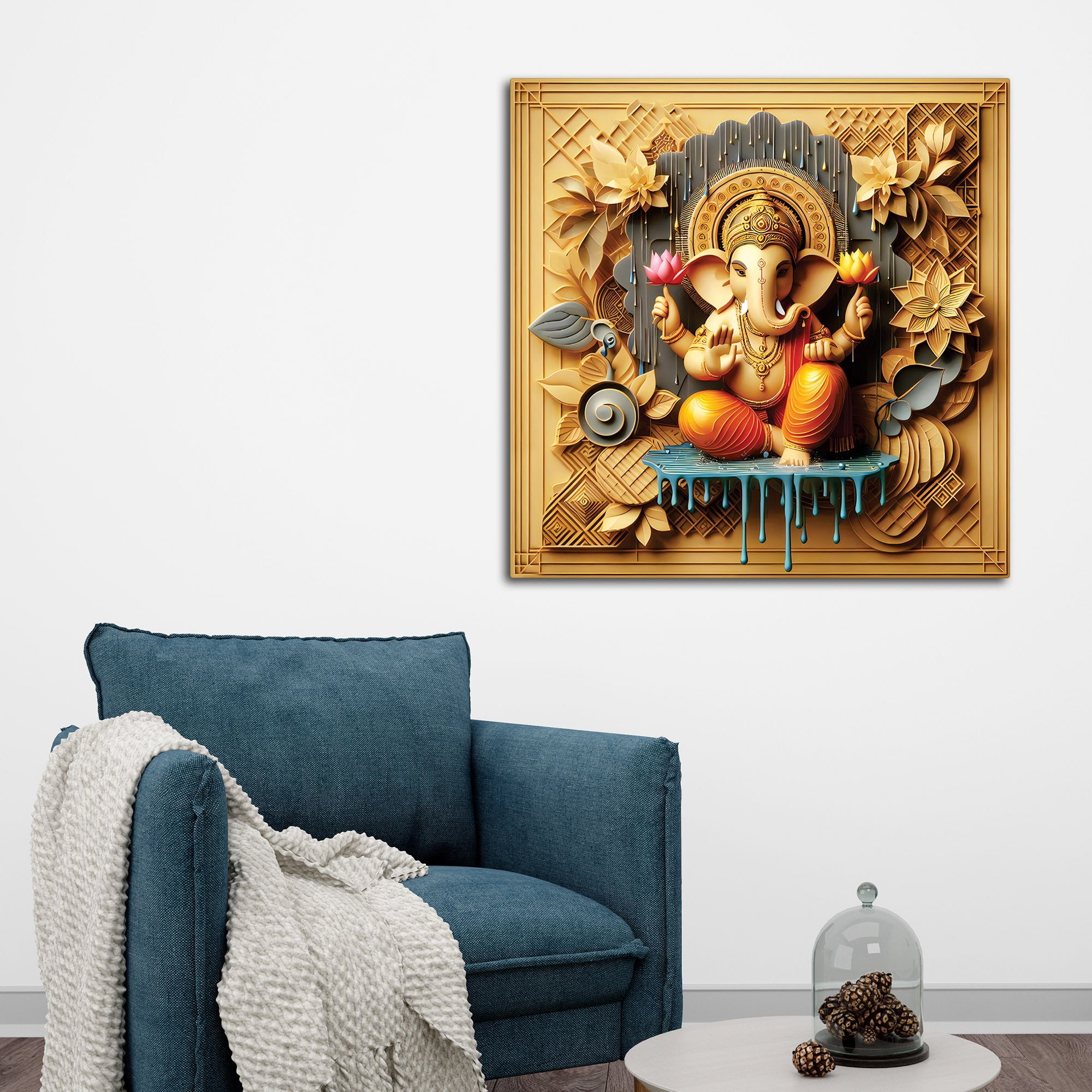 Colorful Ganpati Bappa Canvas Painting