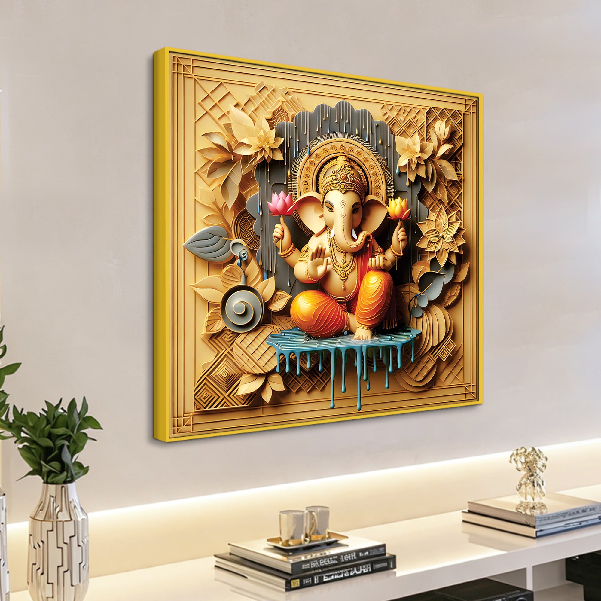 Colorful Ganpati Bappa Canvas Painting