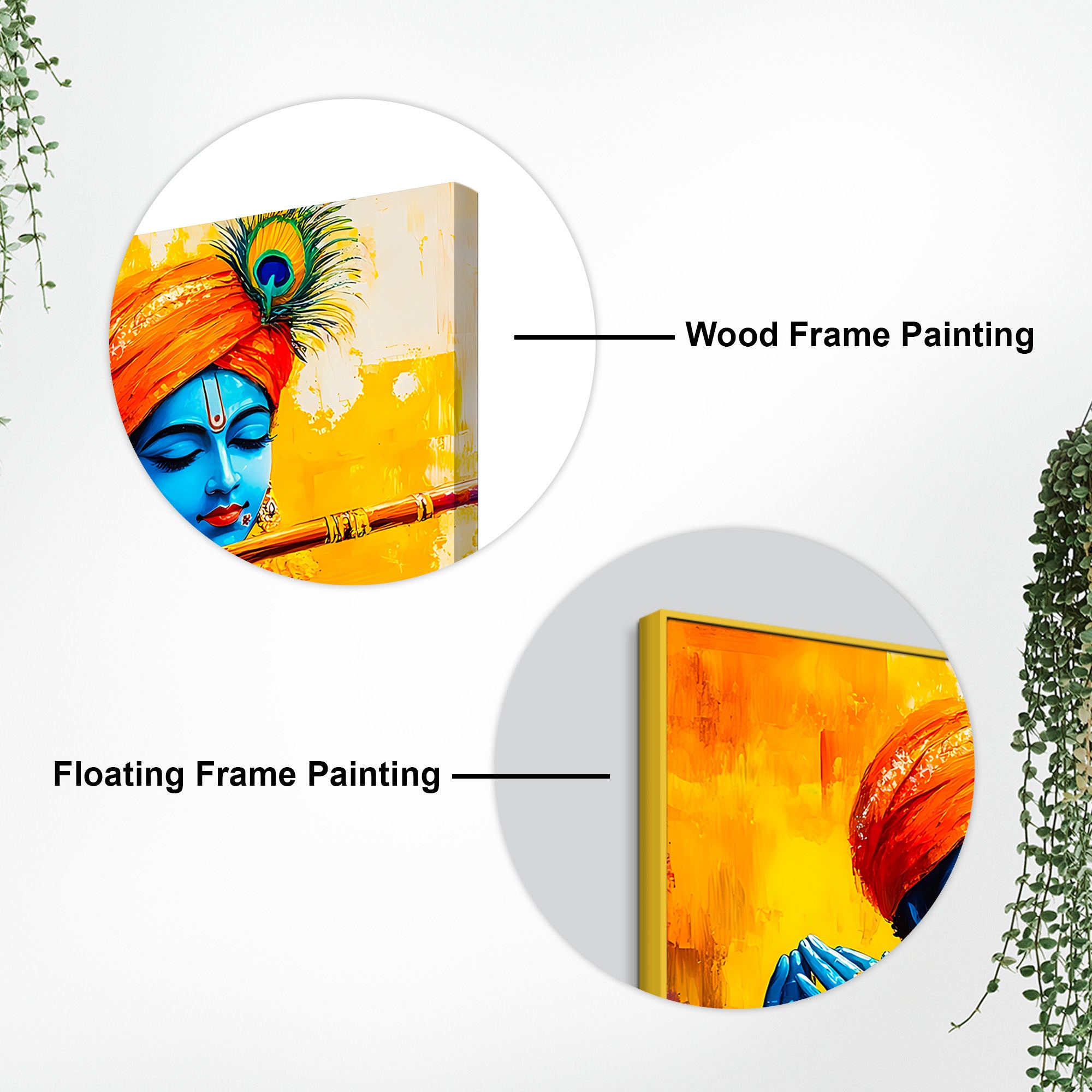 Colorful Lord Krishna Canvas Wall Painting for Living Room Interior – Modern Devotional Canvas Wall Art