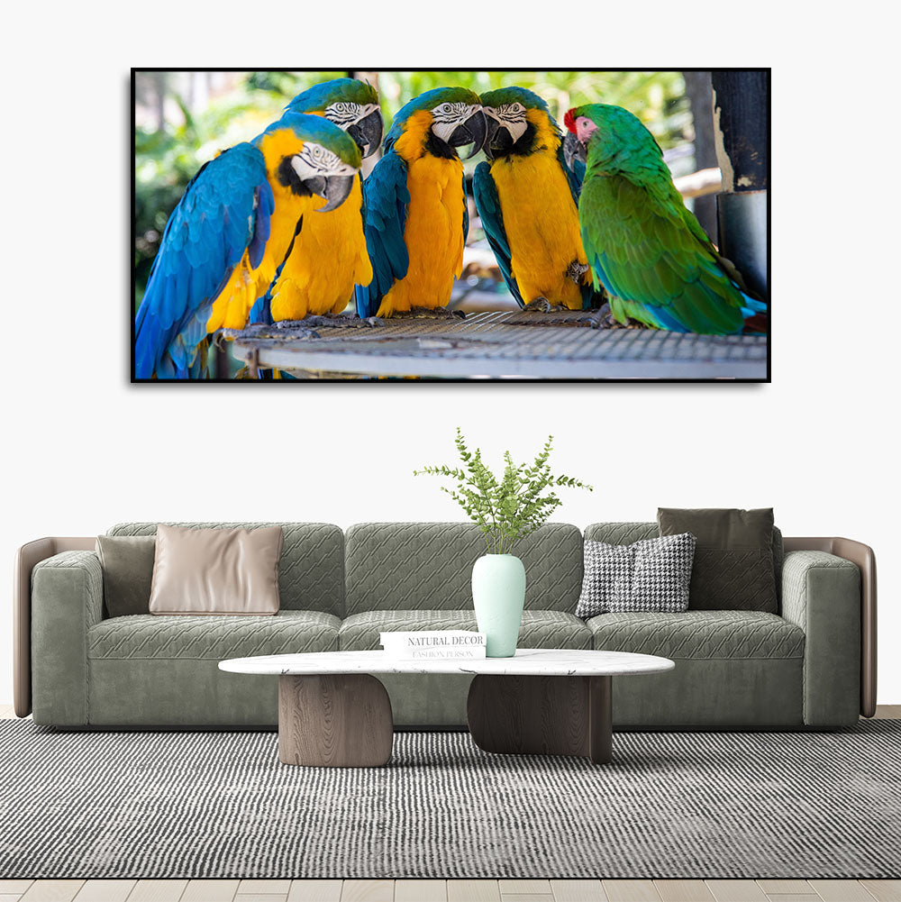 Colorful Mascaw Parrots Canvas Wall Painting