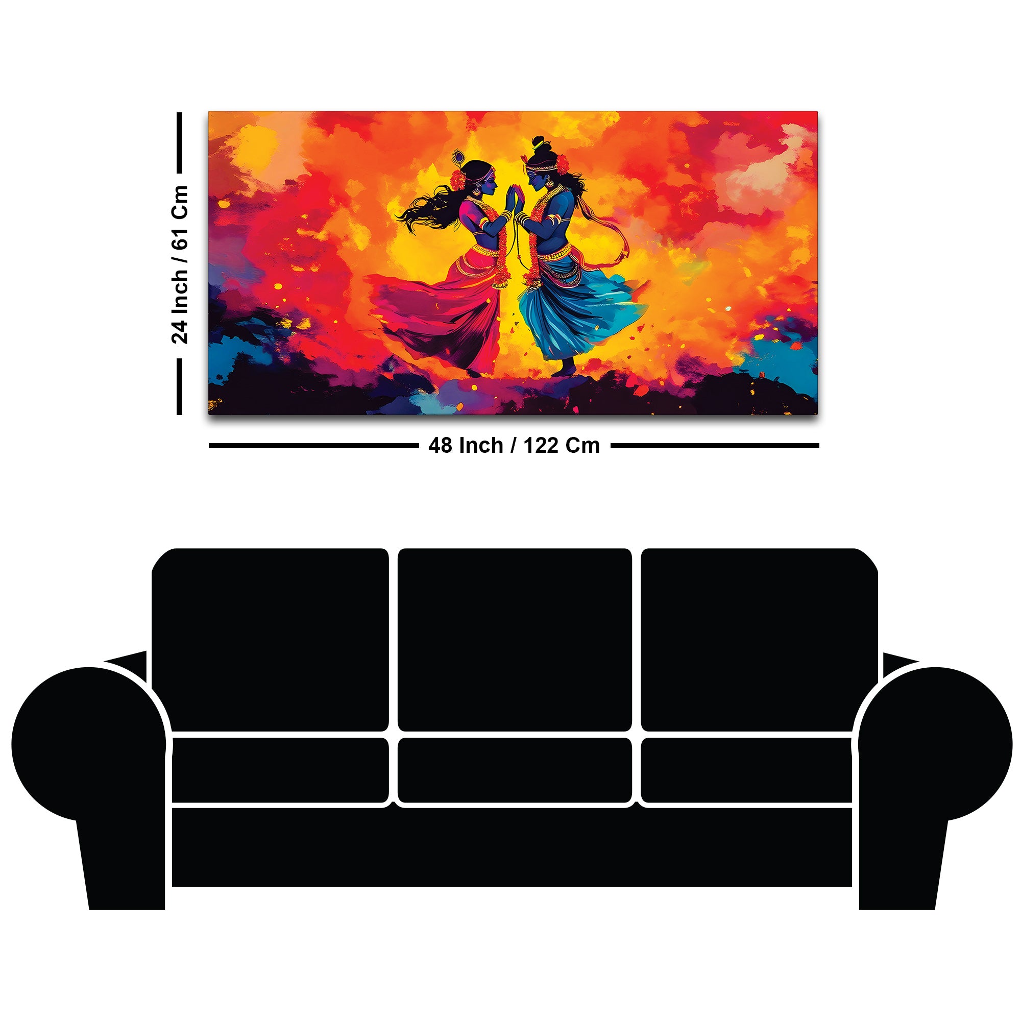 Colorful Radha Krishna Dancing Painting for Modern Interiors