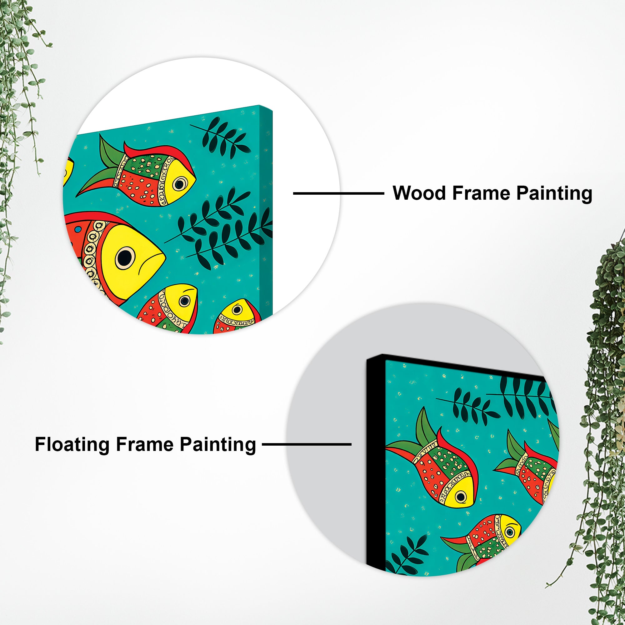 Colorful Tribal Fish Folk Art Canvas Wall Painting