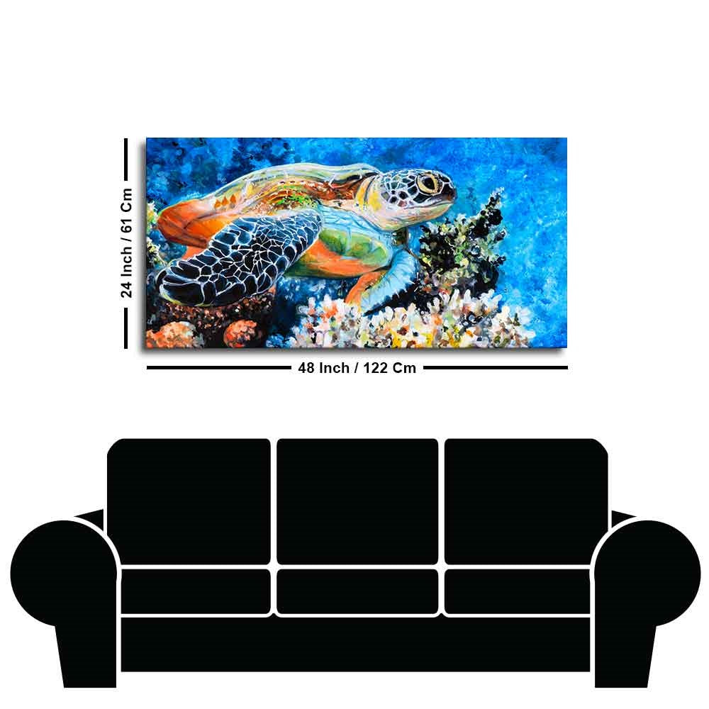 Colorful Turtle Canvas Wall Painting