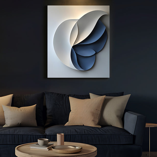 Contemporary Blue and White Petal 3D Wall Art Home Decor