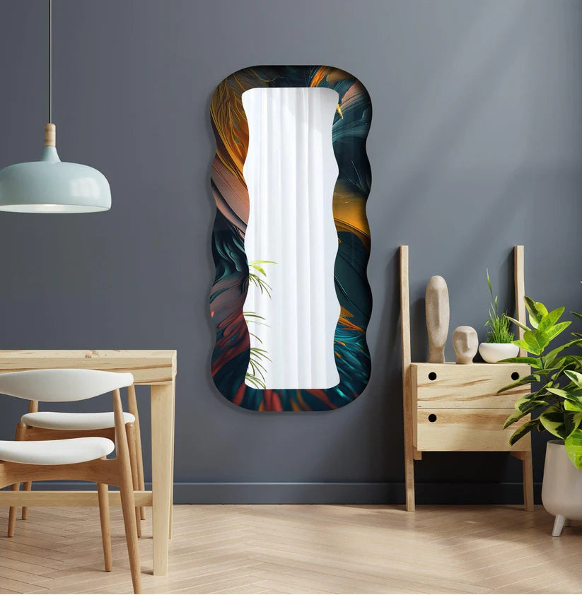 Contemporary Decorative Acrylic Wall Mirror with Fluid Frame