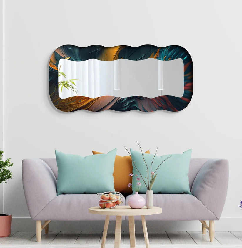 Contemporary Decorative Acrylic Wall Mirror with Fluid Frame
