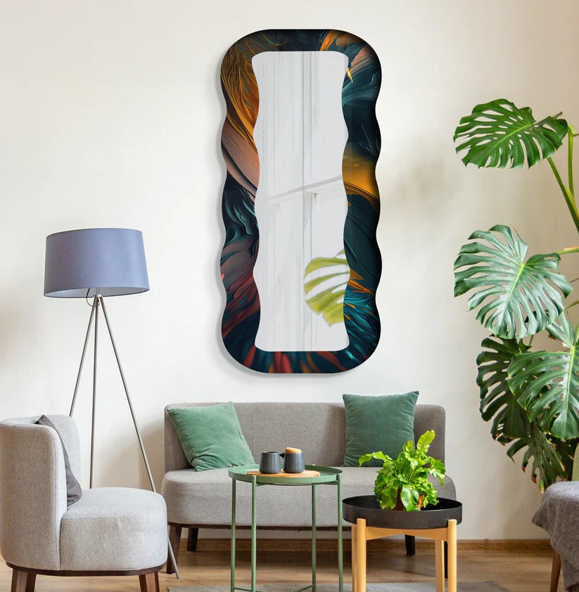 Contemporary Decorative Acrylic Wall Mirror with Fluid Frame