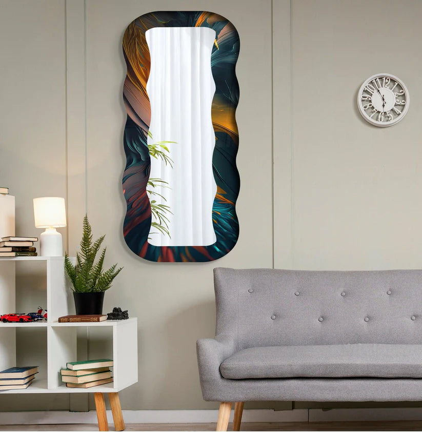 Contemporary Decorative Acrylic Wall Mirror with Fluid Frame