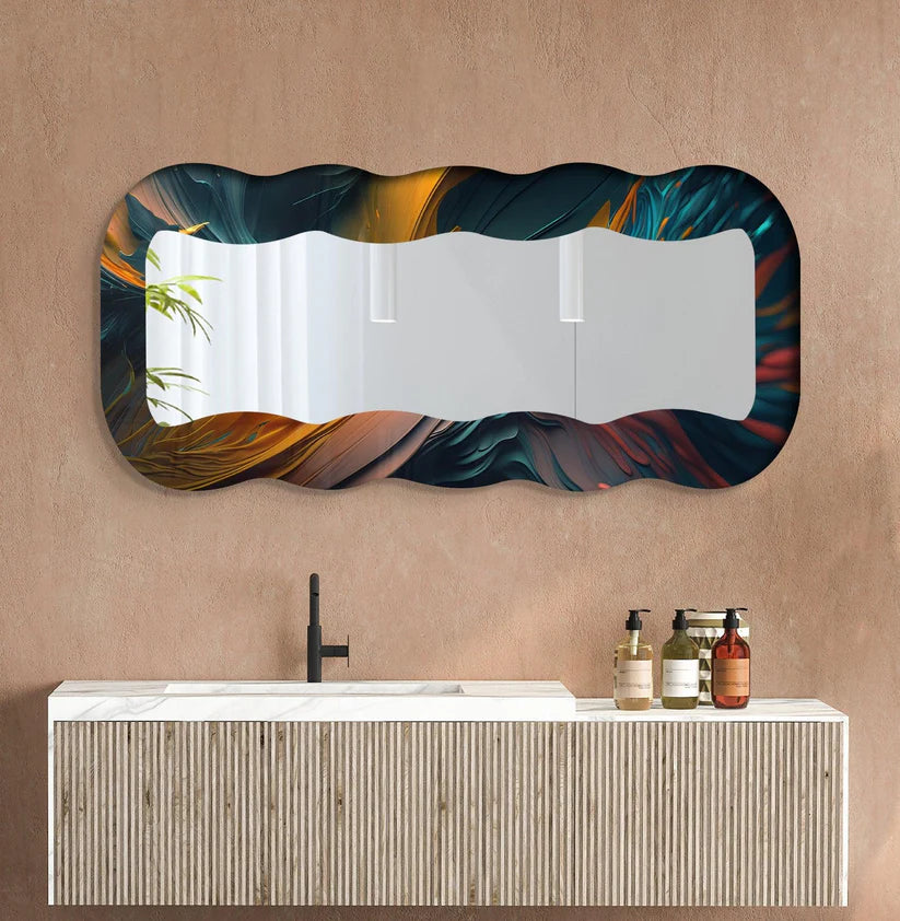 Contemporary Decorative Acrylic Wall Mirror with Fluid Frame