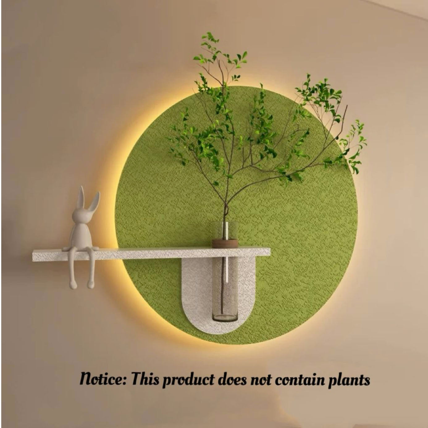 Contemporary Grace Circular Glow LED Light Wall Panel with Planter for Home & Office Spaces