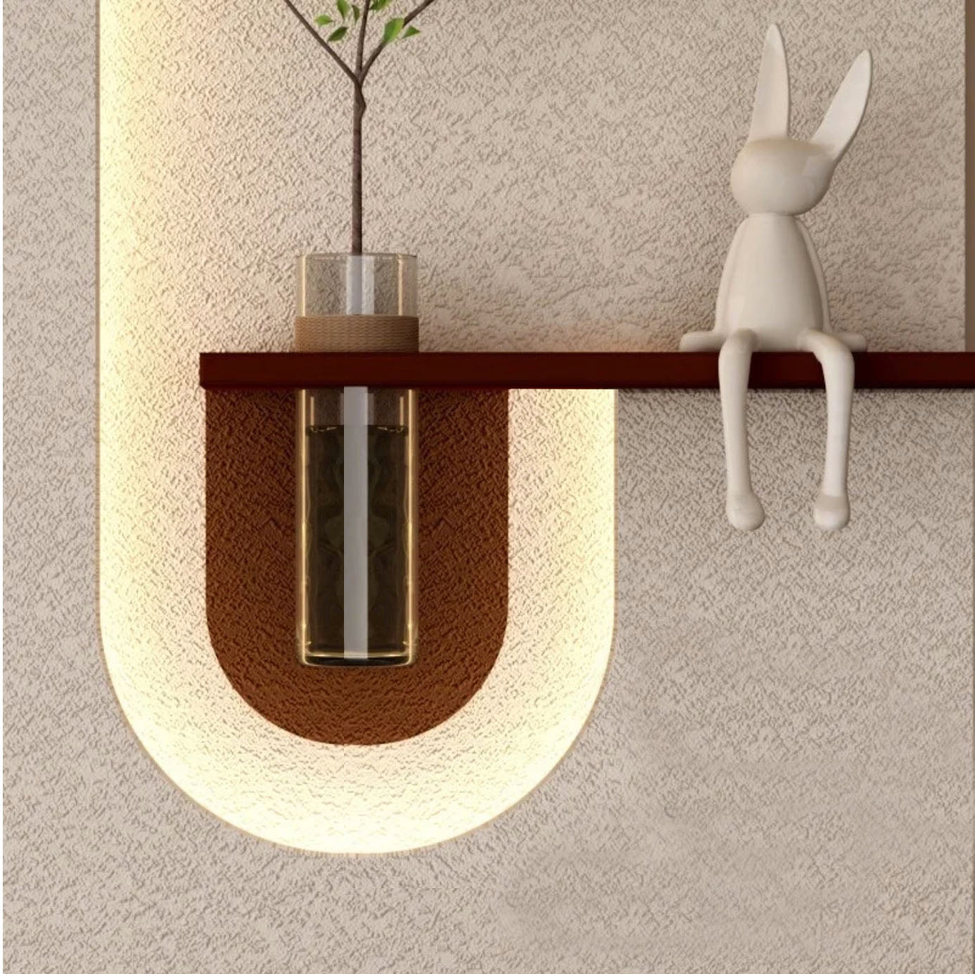 Contemporary Grace Circular Glow LED Light Wall Panel with Planter for Home & Office Spaces