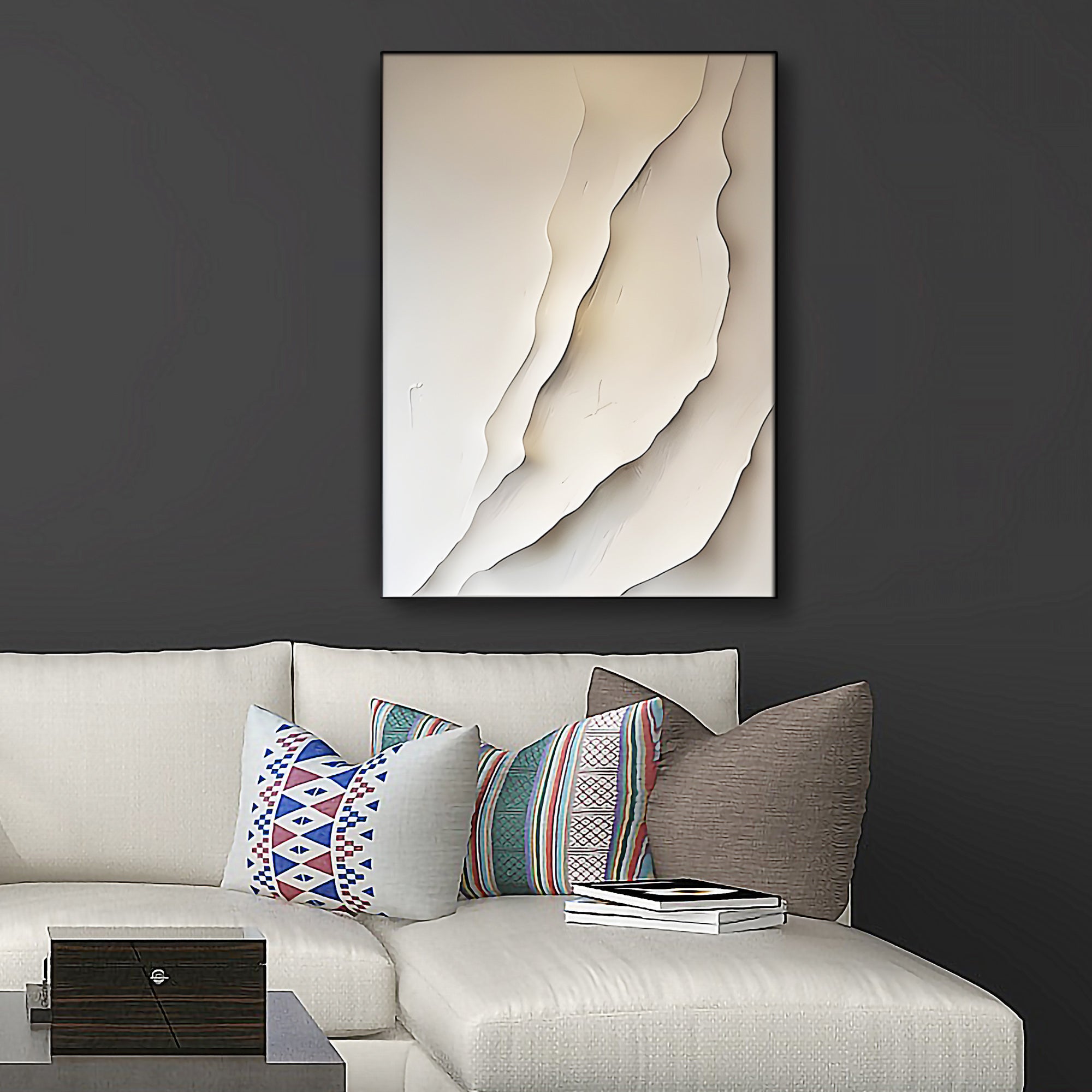Contemporary Layered Wall Art in Cream and Beige Tones
