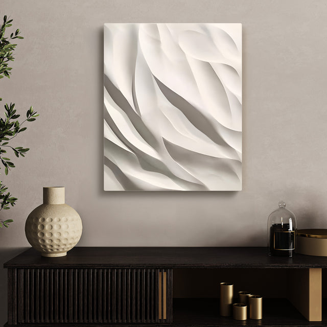 Contemporary Textured Wall Hanging in Creamy White Finish