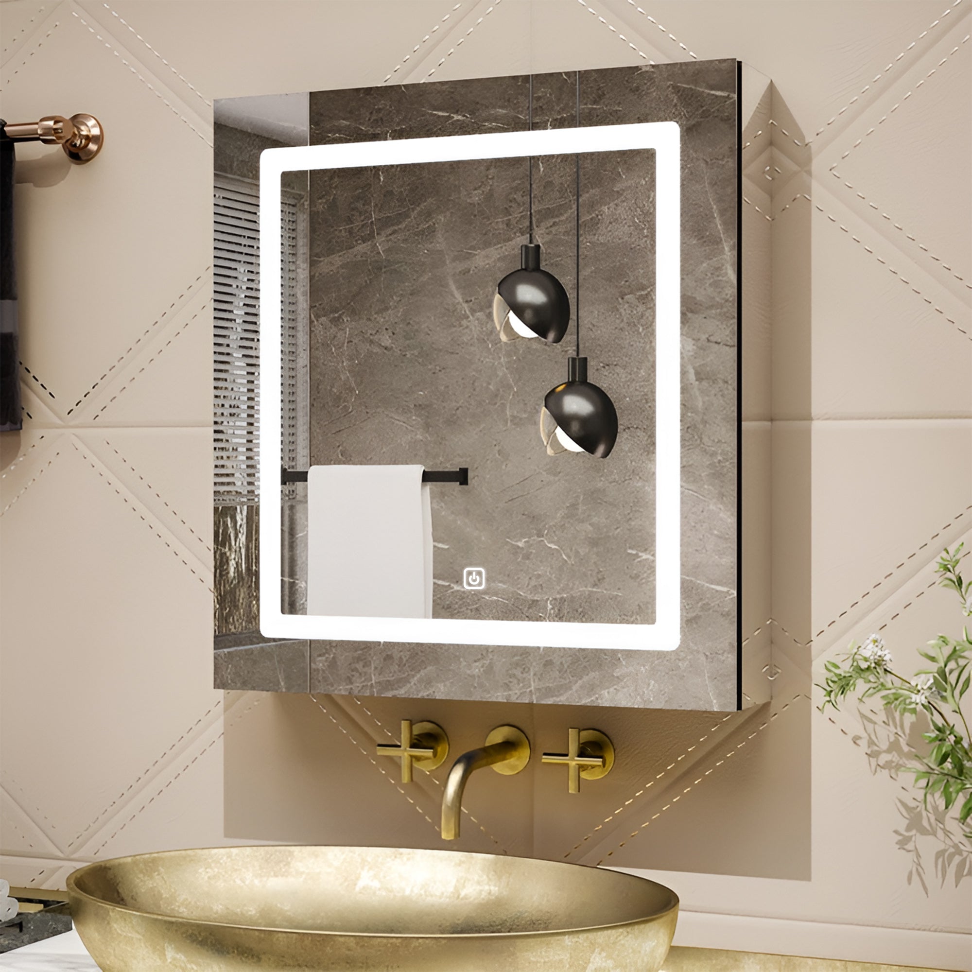 Contemporary Vanity Mirror Cabinet with Interior Organization