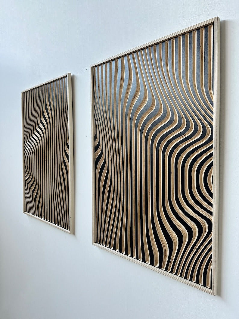 Contemporary Wooden Wall Sculptures with Fluid Lines