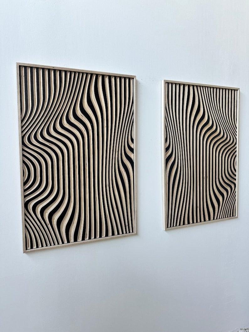 Contemporary Wooden Wall Sculptures with Fluid Lines