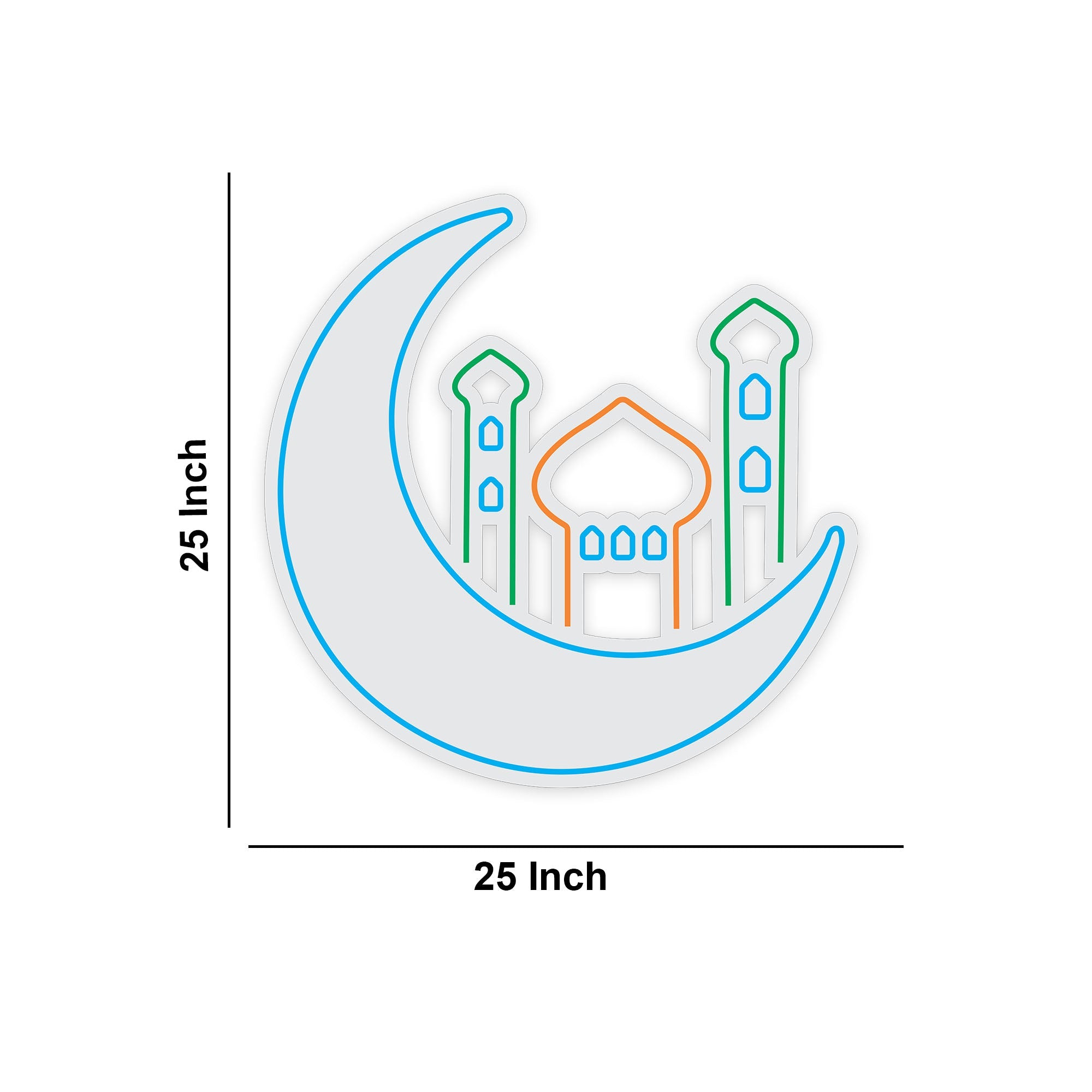 Crescent Moon with Mosque Neon Sign LED Light