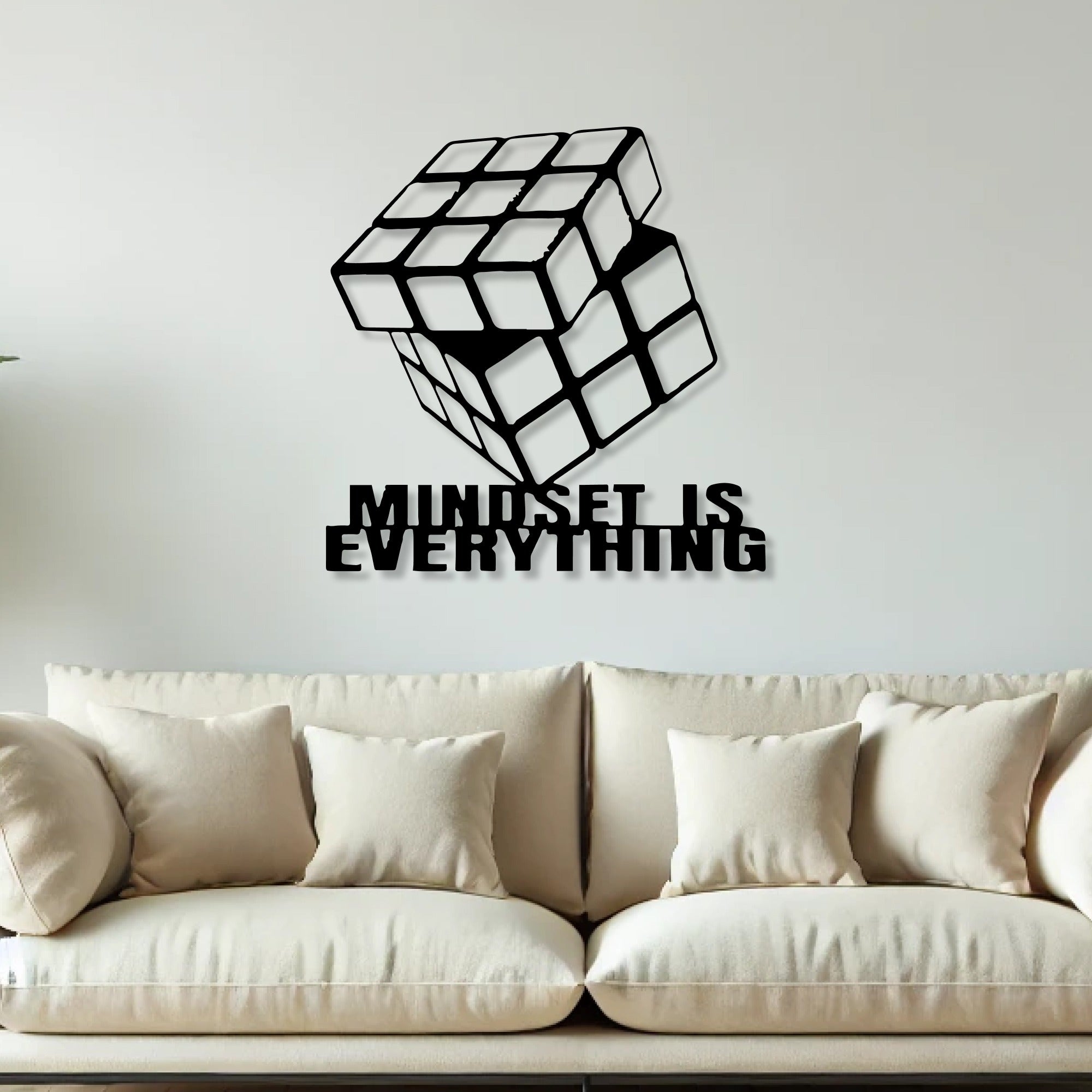 Cube Design With Mindset Text Metal Art Wall Decor