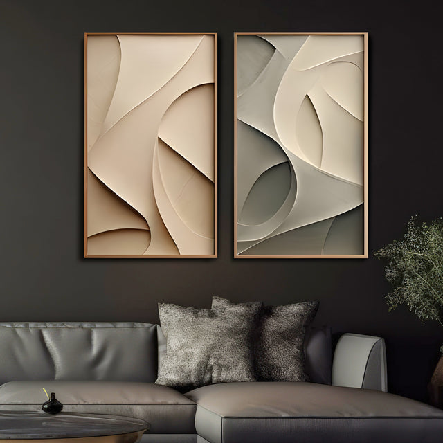 Curved Geometry Soft Form Sculpted Frames 3D Wall Art Home Decor