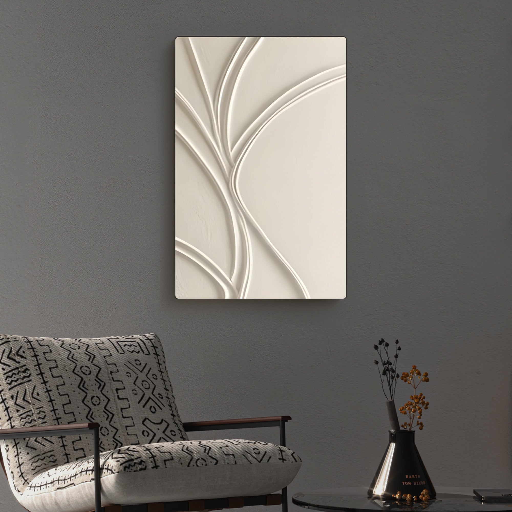 Curved Path Embossed Abstract Flow 3D Wall Art Home Decor