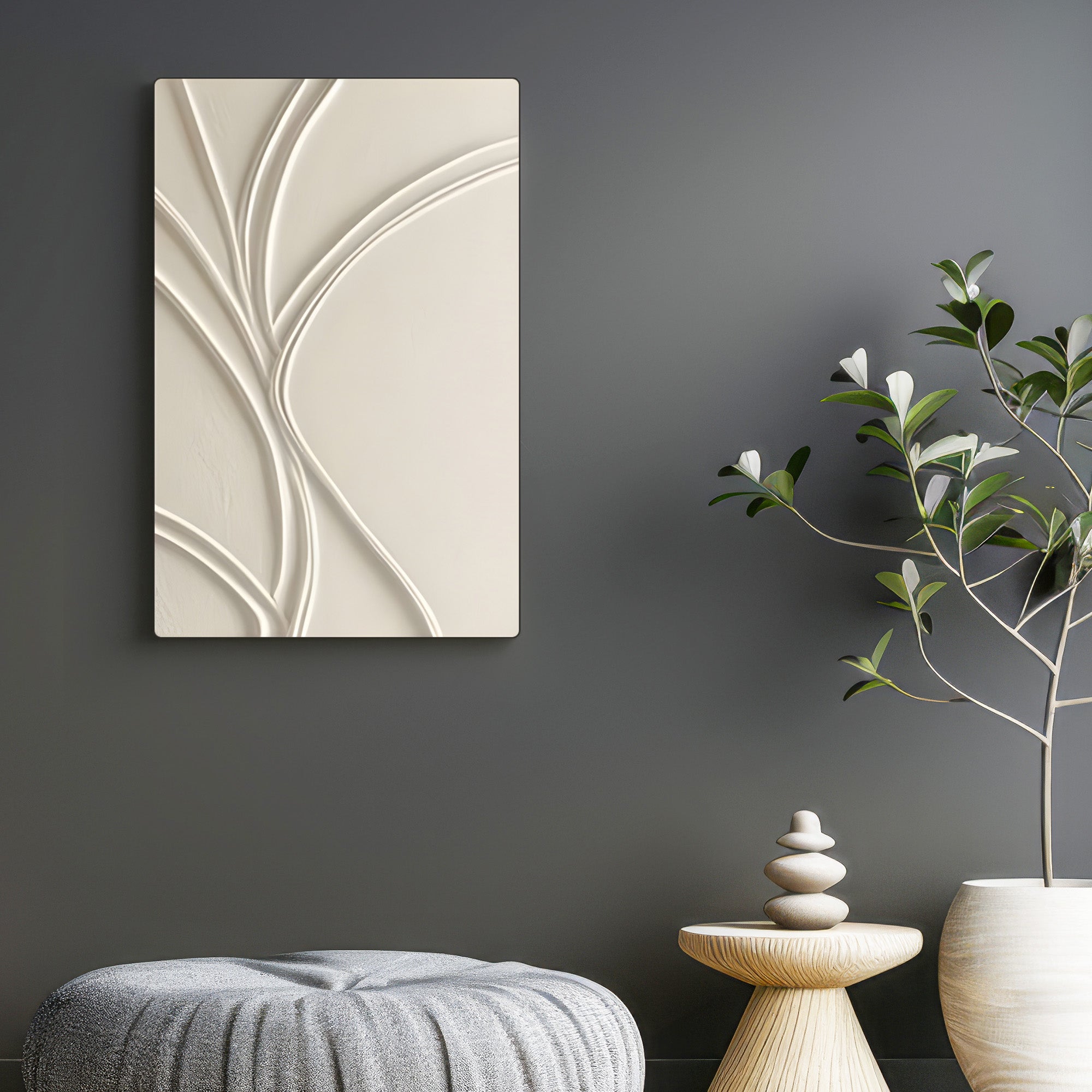 Curved Path Embossed Abstract Flow 3D Wall Art Home Decor