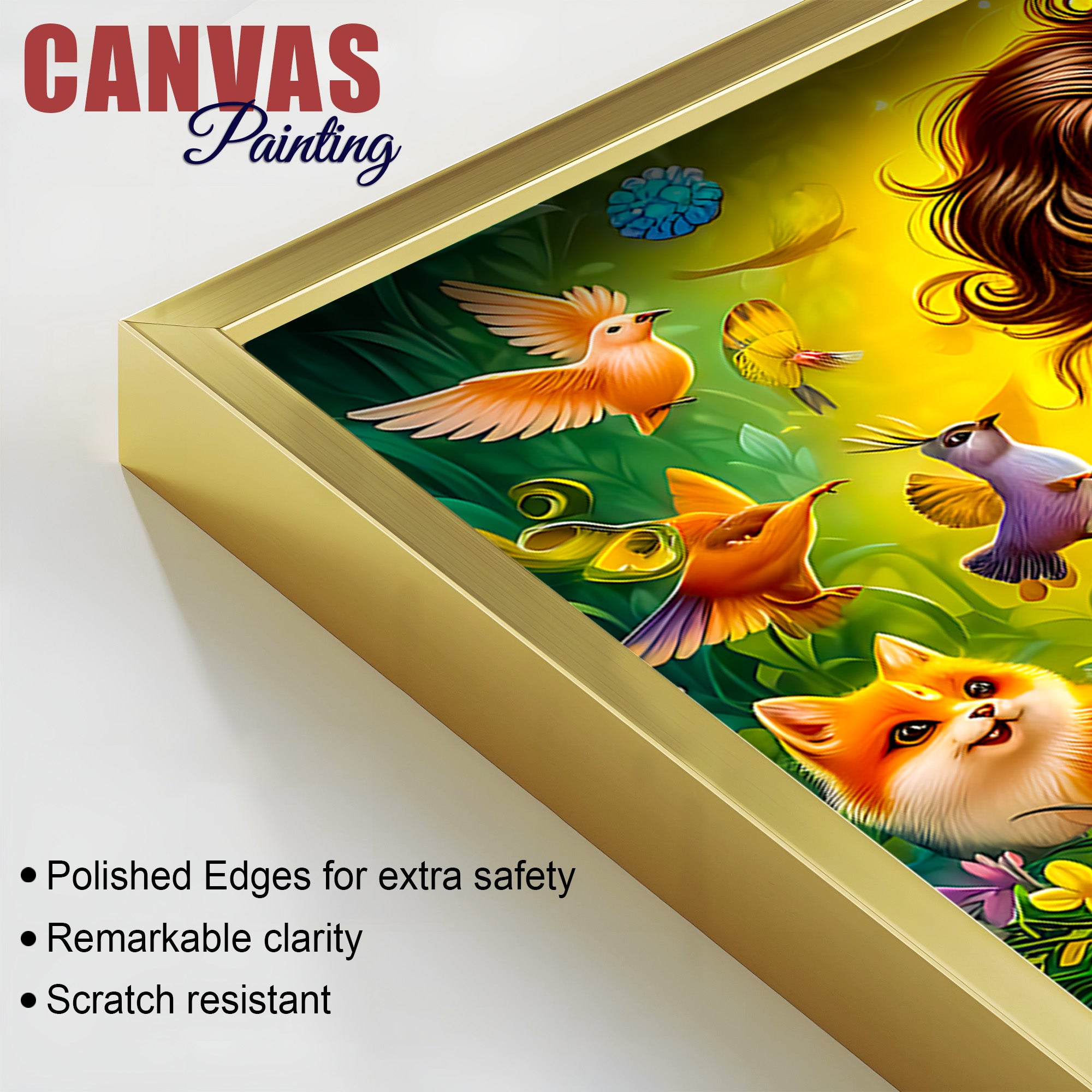 Cute Bal Krishna Playing Flute Spiritual Abstract Canvas Wall Painting