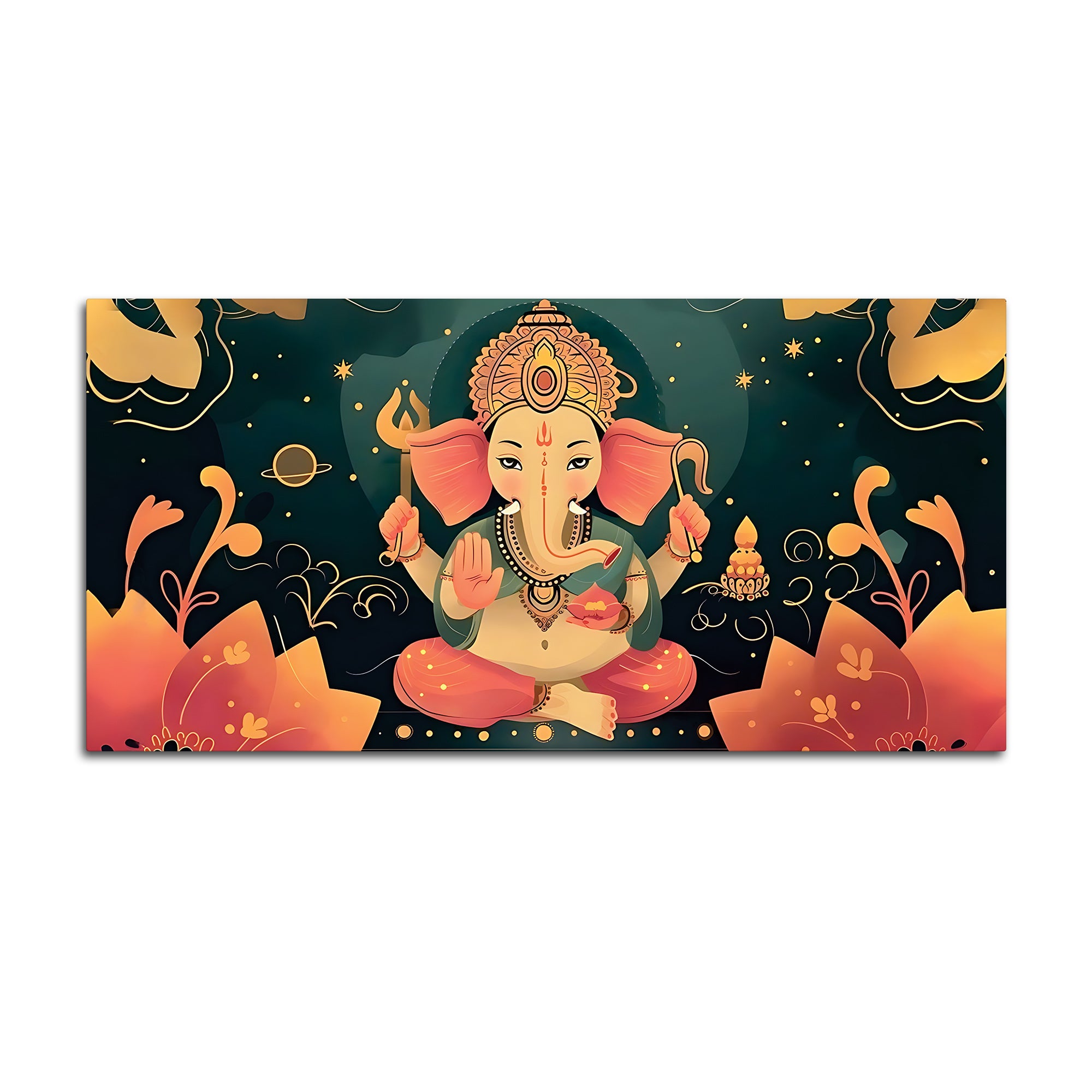 Cute Lord Ganesha modern illustration Premium caricature Canvas Wall Painting for Home & Office Decoration – Modern Spiritual Wall Art