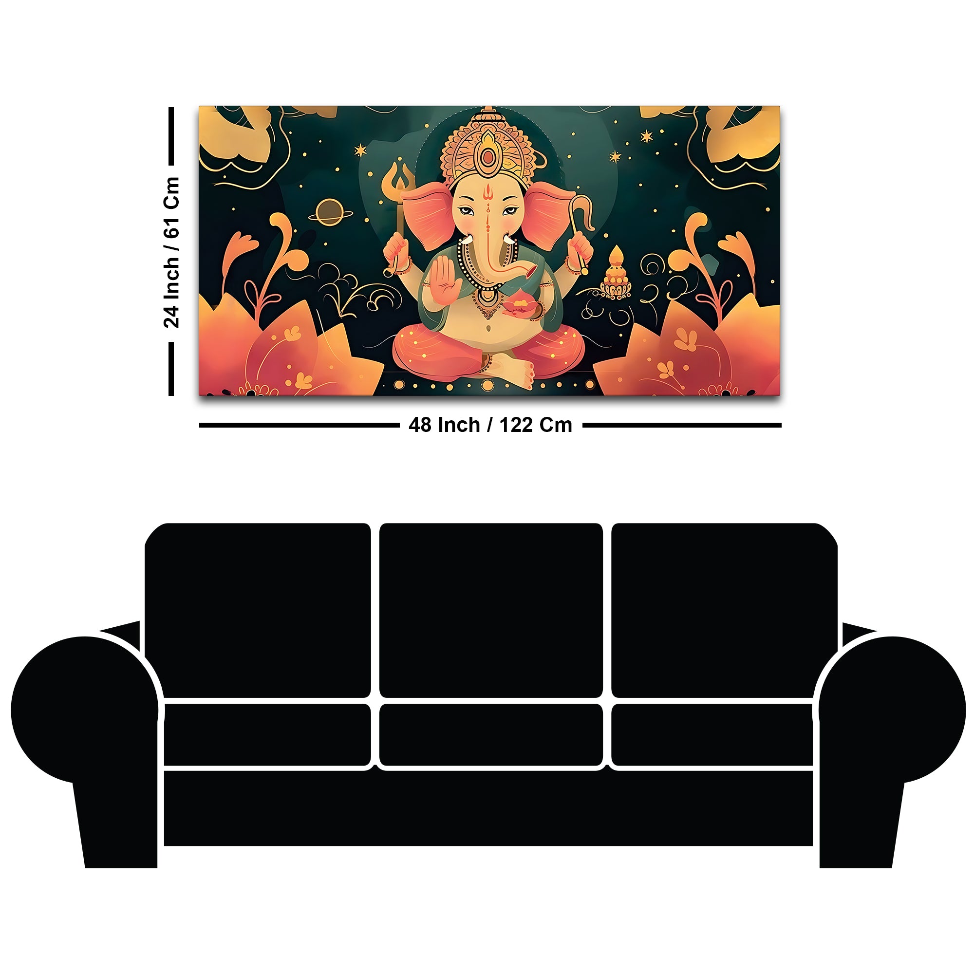Cute Lord Ganesha modern illustration Premium caricature Canvas Wall Painting for Home & Office Decoration – Modern Spiritual Wall Art