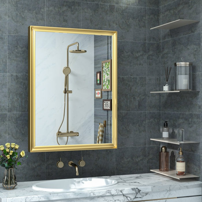 Cyrille Modern Recessed or Surface Mount Golden Mirror Cabinet