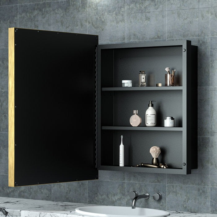 Cyrille Modern Recessed or Surface Mount Golden Mirror Cabinet