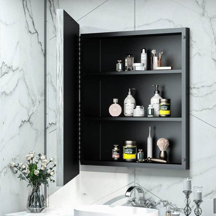 Cyrille Modern Recessed or Surface Mount Silver Mirror Cabinet