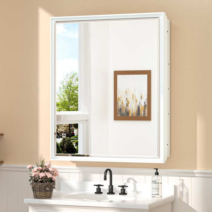 Cyrille Modern Recessed or Surface Mount White Mirror Cabinet