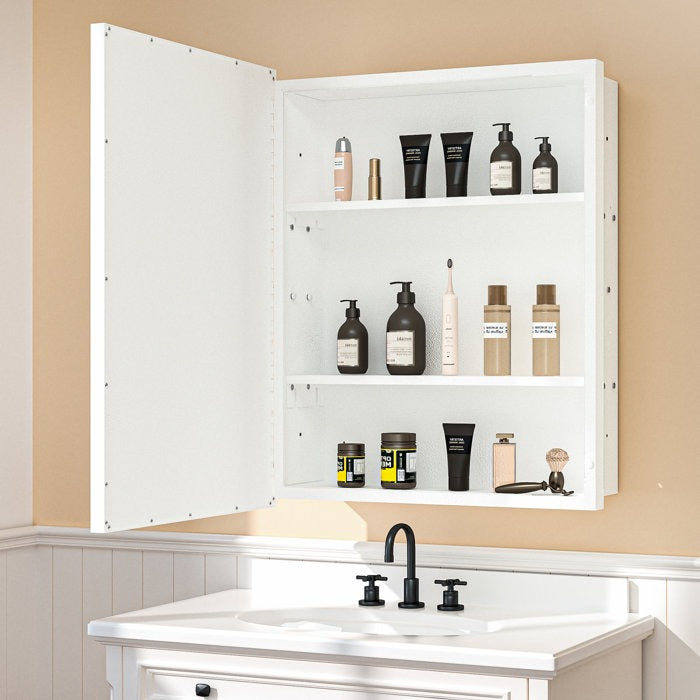 Cyrille Modern Recessed or Surface Mount White Mirror Cabinet