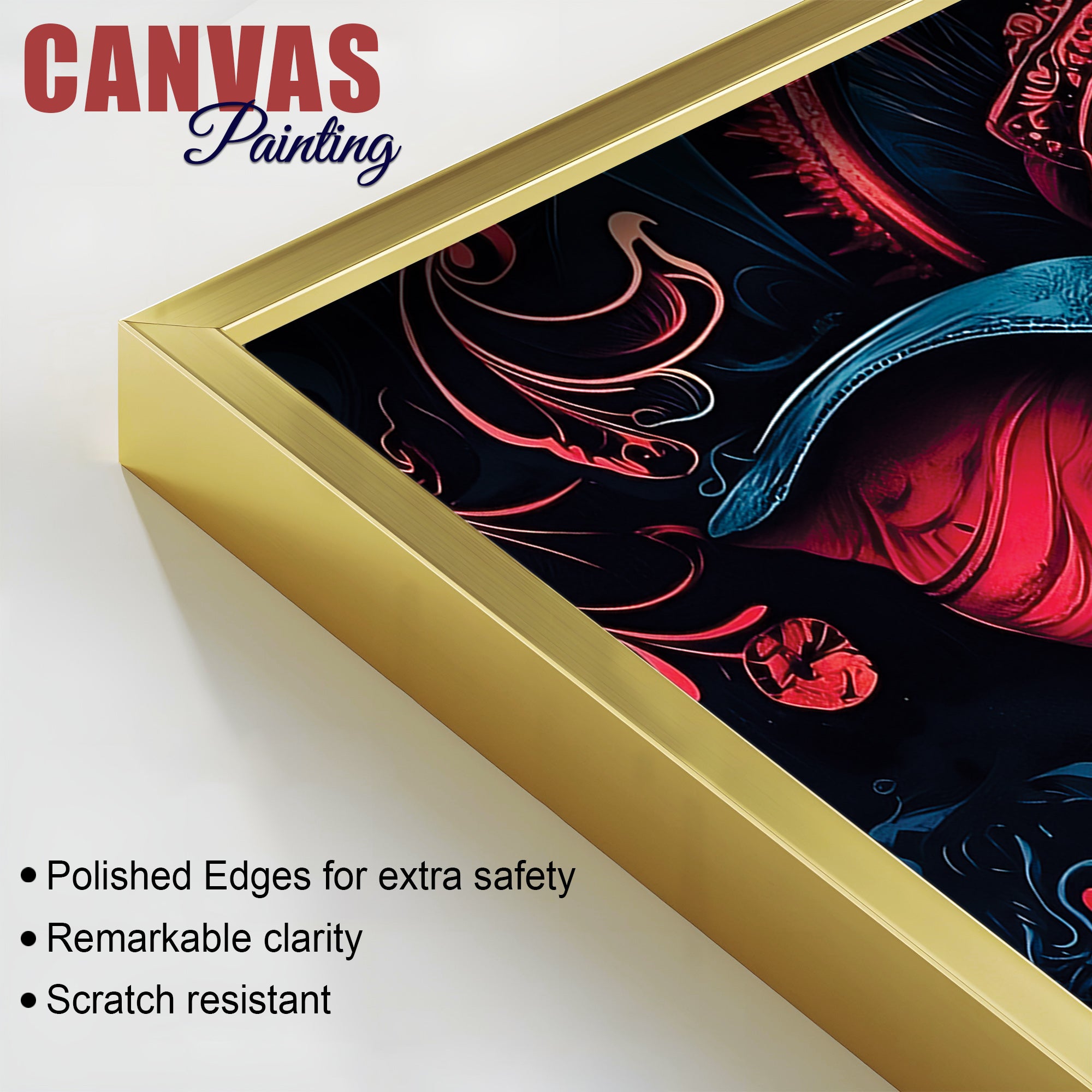 Dark Themed Powerful Lord Shri Ganesha Face Painting – Modern Indian Canvas Home Décor