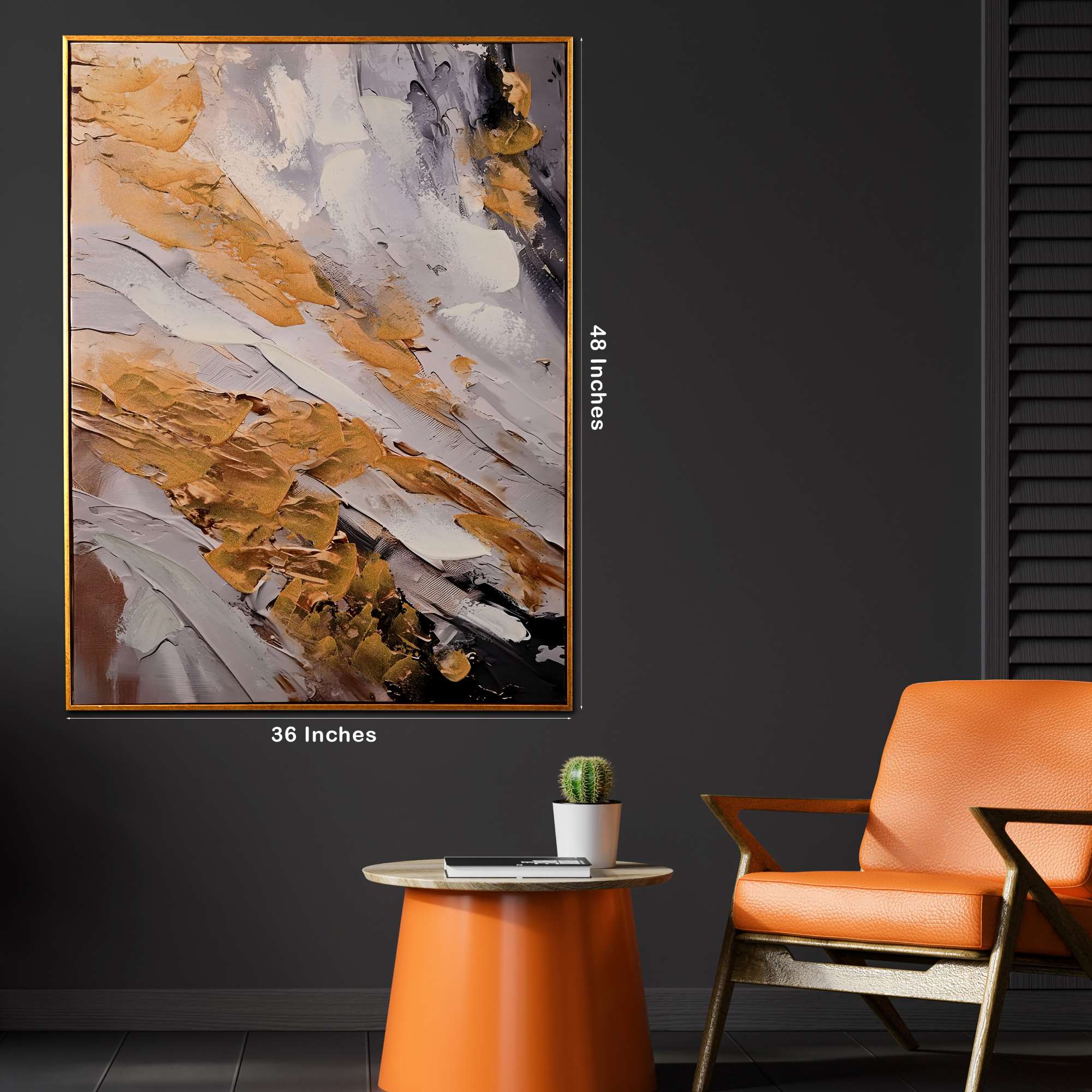 Day of Desert Abstract Hand Painted Wall Painting with Floating Frame