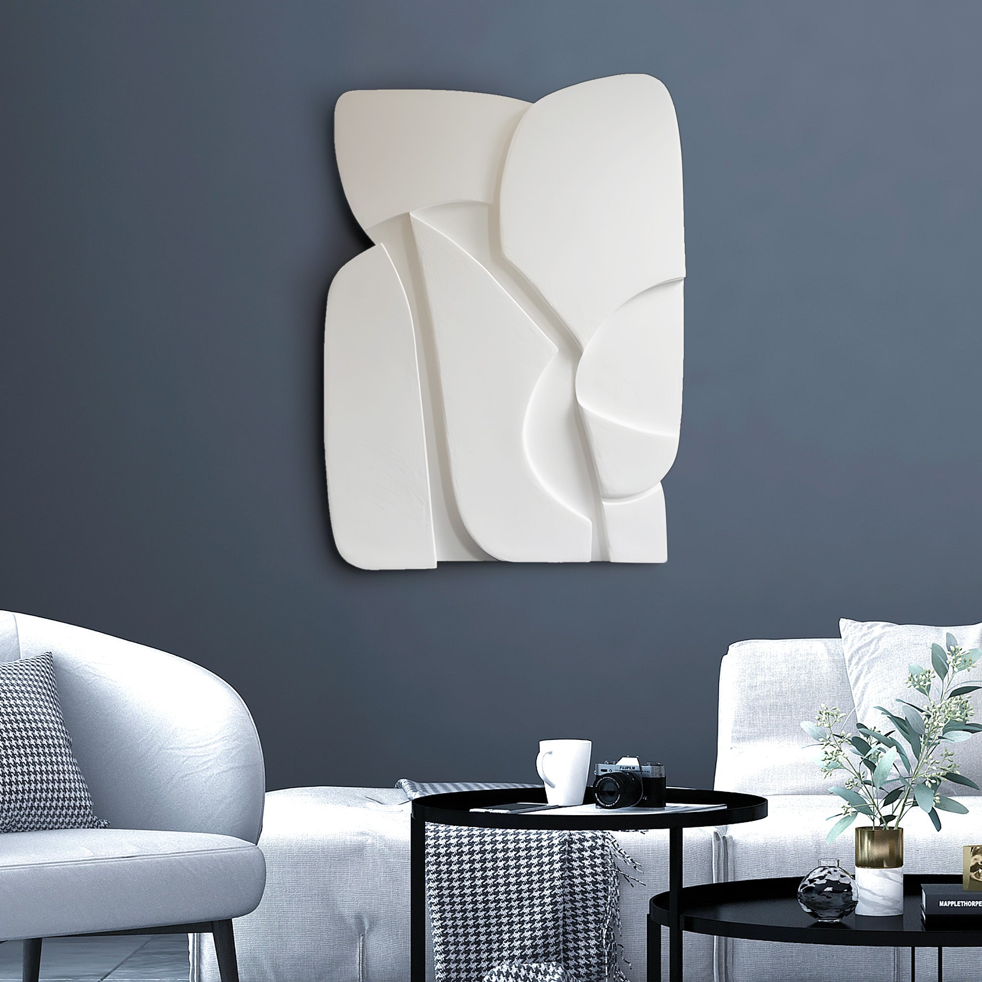 Decorative 3D Wall Panel in Bright White and Soft Curves