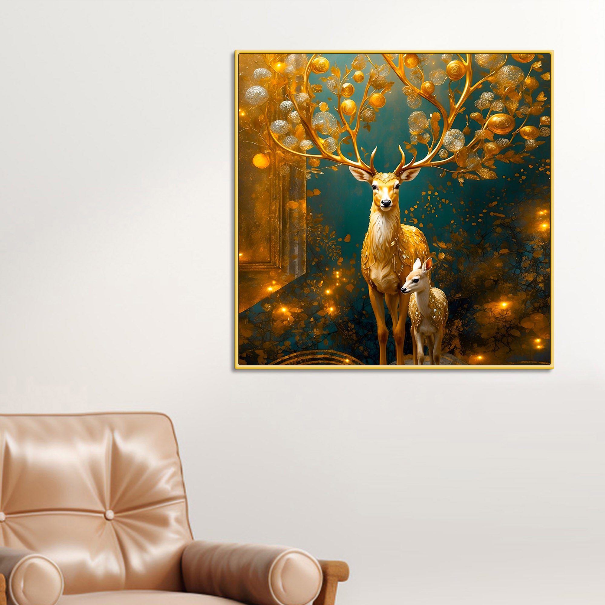 decorative-deer-family-painting-for-home-wall-decor