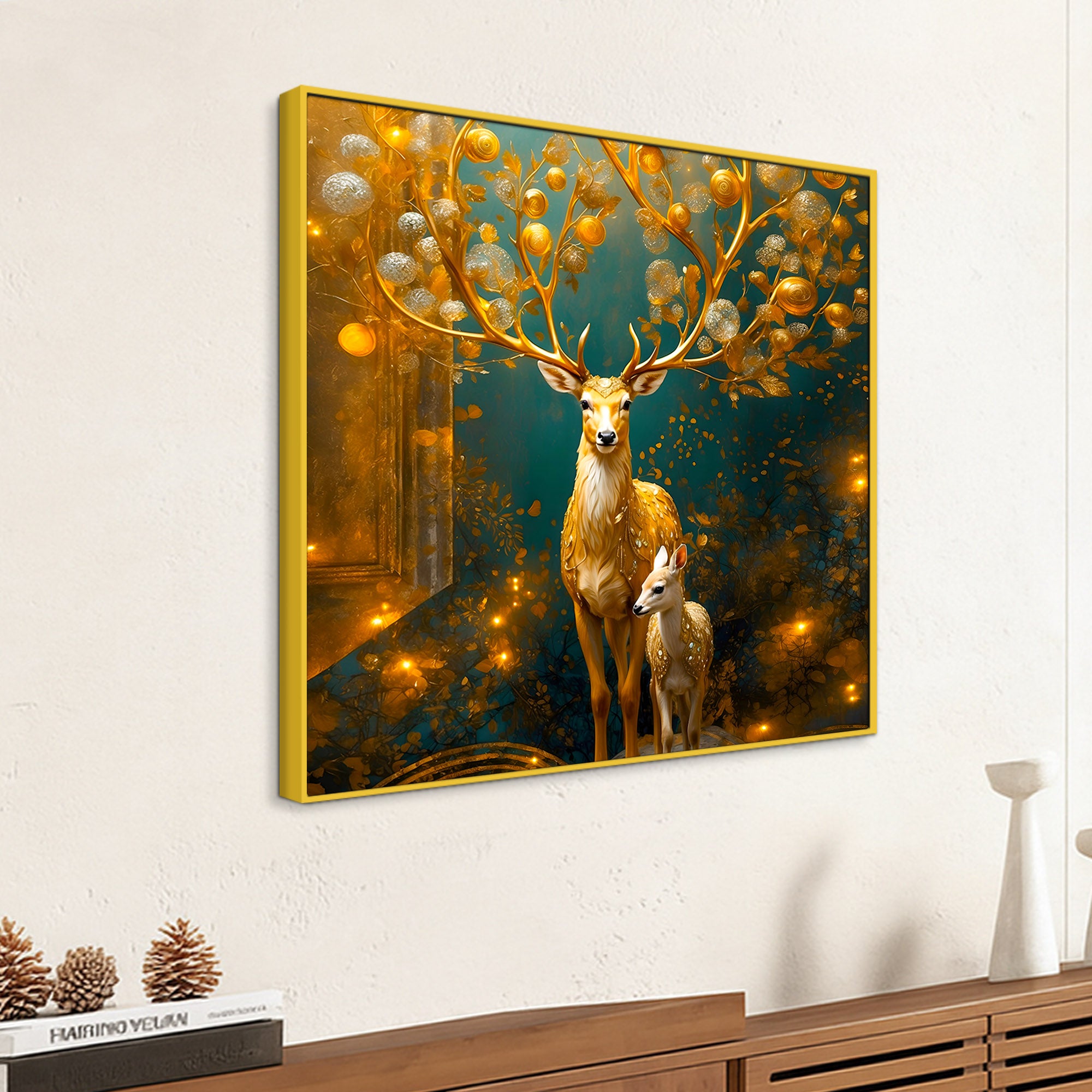 Decorative Deer Family Painting for Home Wall Décor