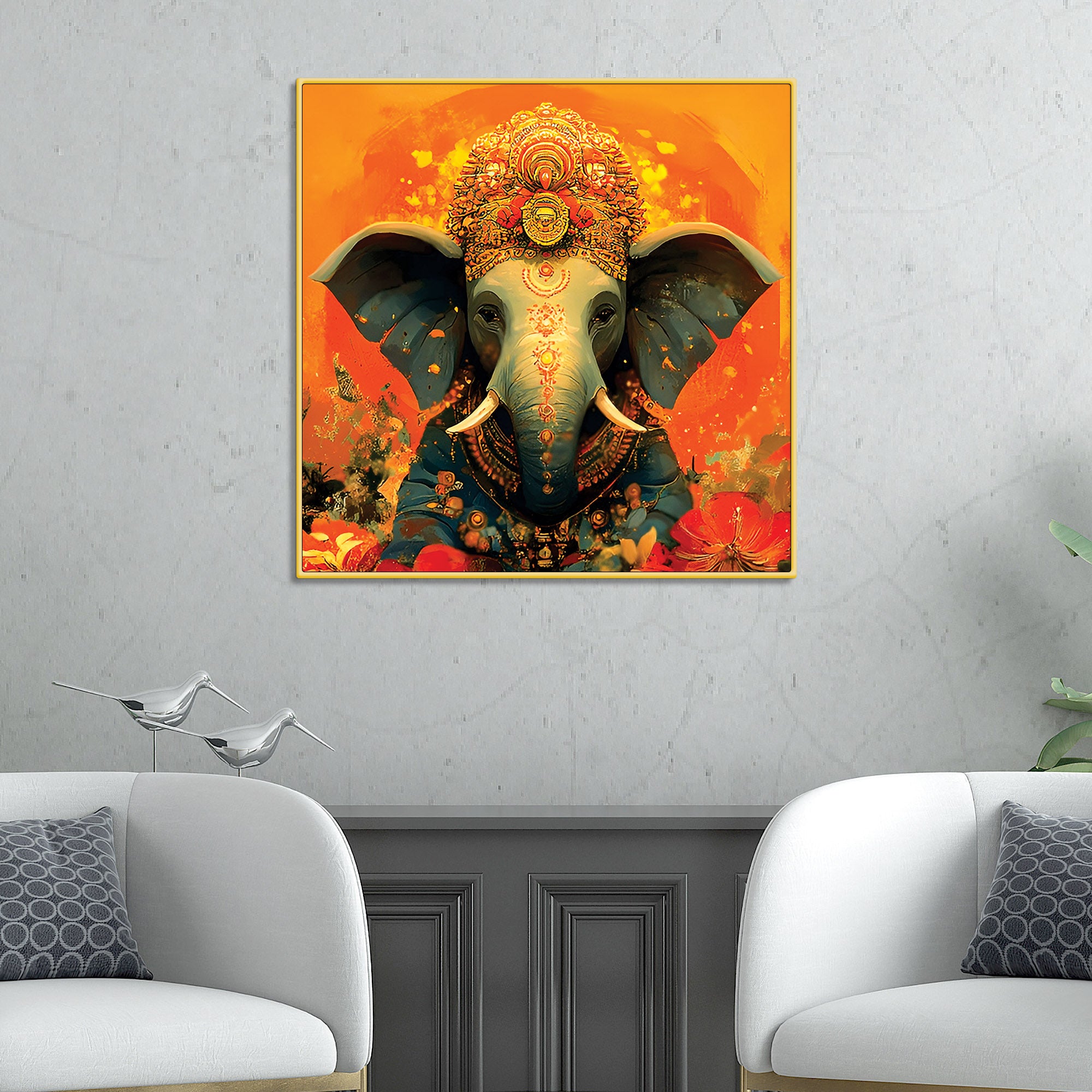Decorative Ganesh Ji Hindu Wall Painting for Home