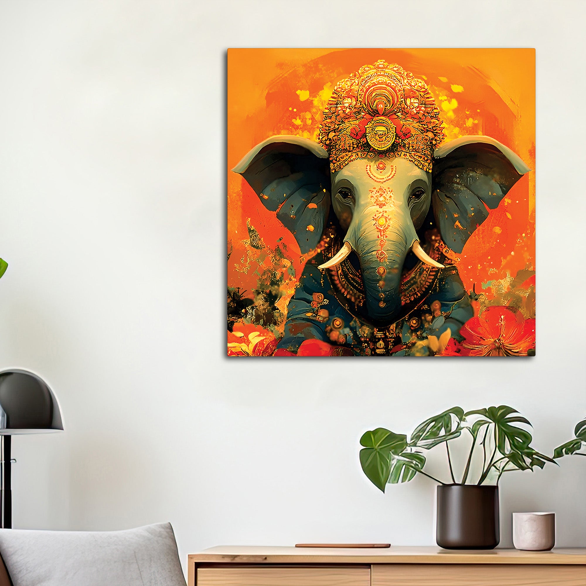 Decorative Ganesh Ji Hindu Wall Painting for Home