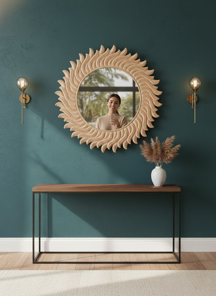 decorative-sun-shaped-round-wall-mirror-for-home-office-hand-carved-sunburst-designer-wall-mirror