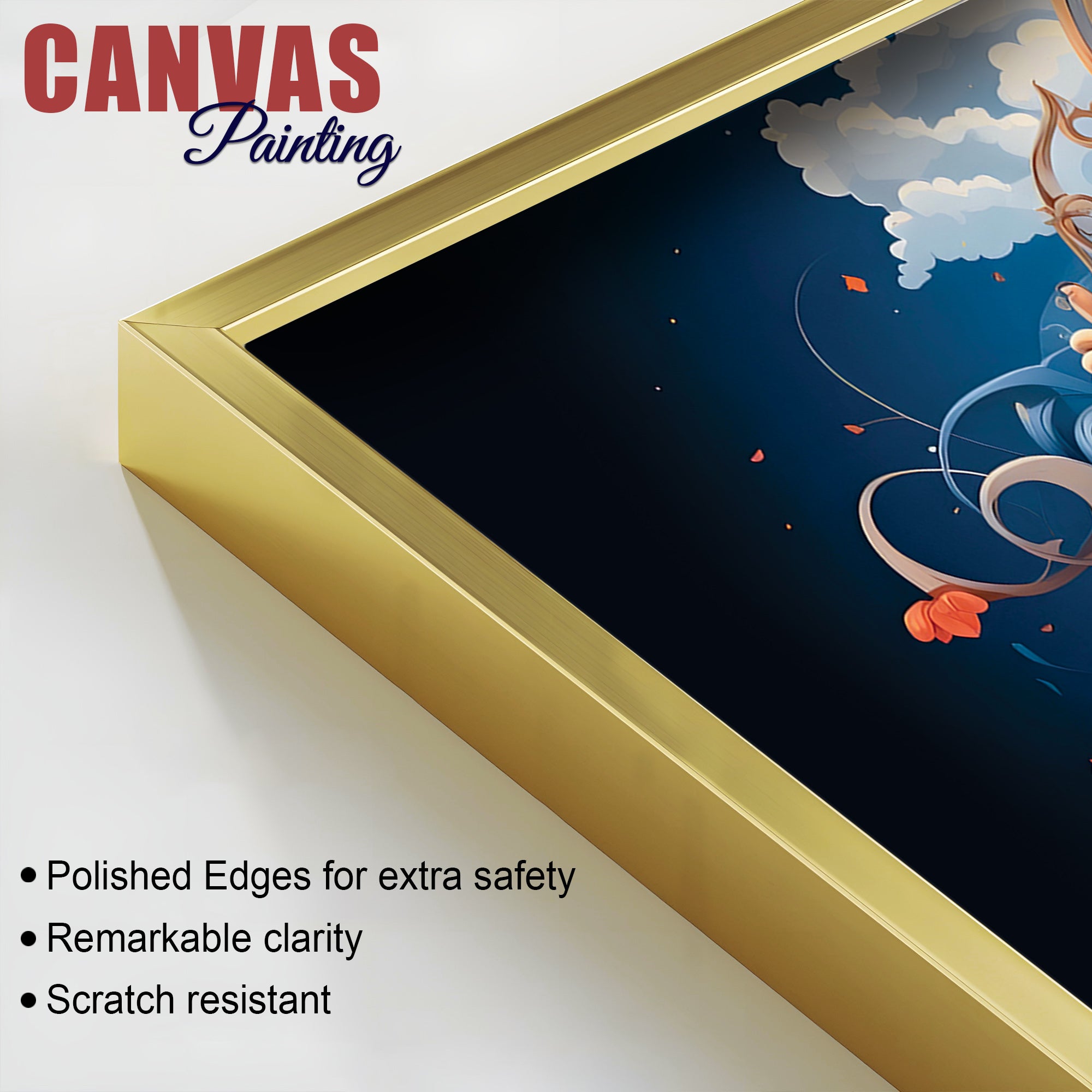 Depicting Huge Lord Shri Ganesha Temple Scene Artistic Canvas Wall Painting for Home & Office – Elegant Spiritual Wall Decor