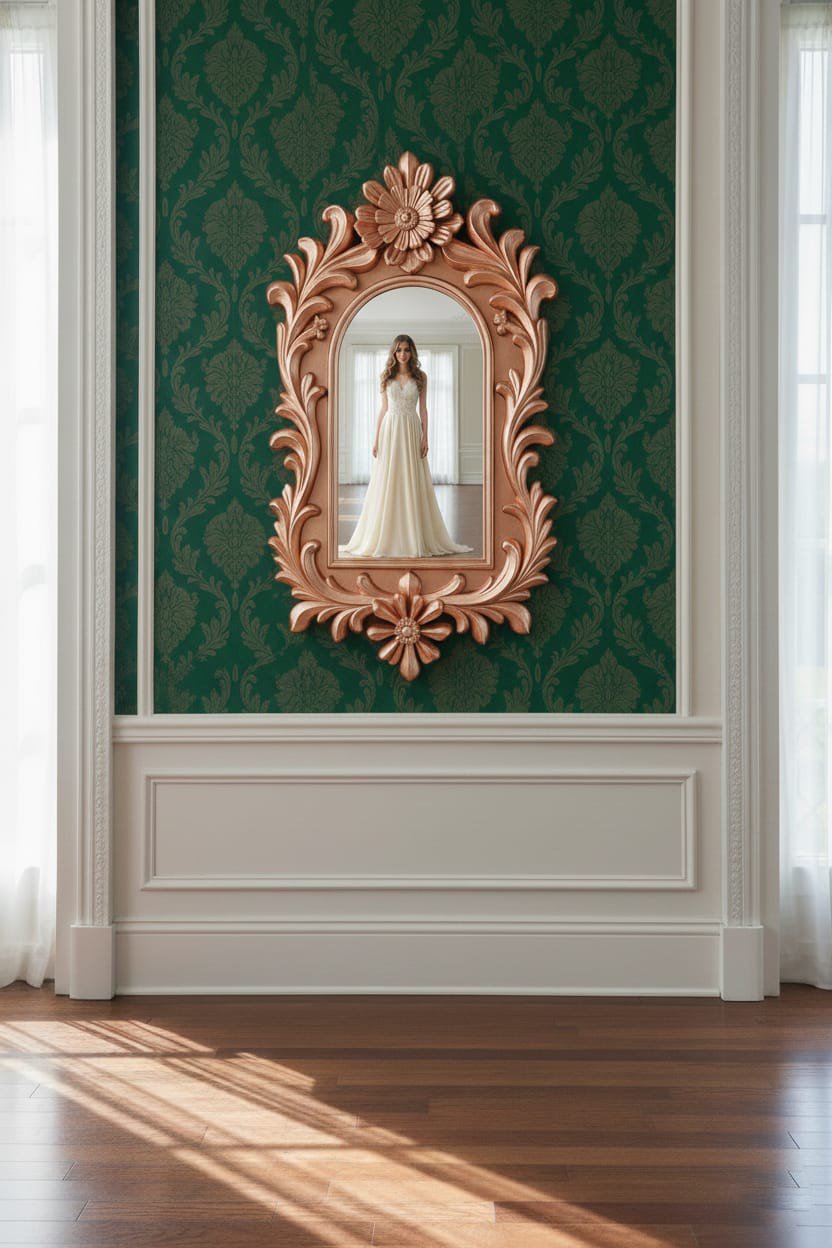Designer 3D Wall Mirror | Classic Floral Frame Mirror