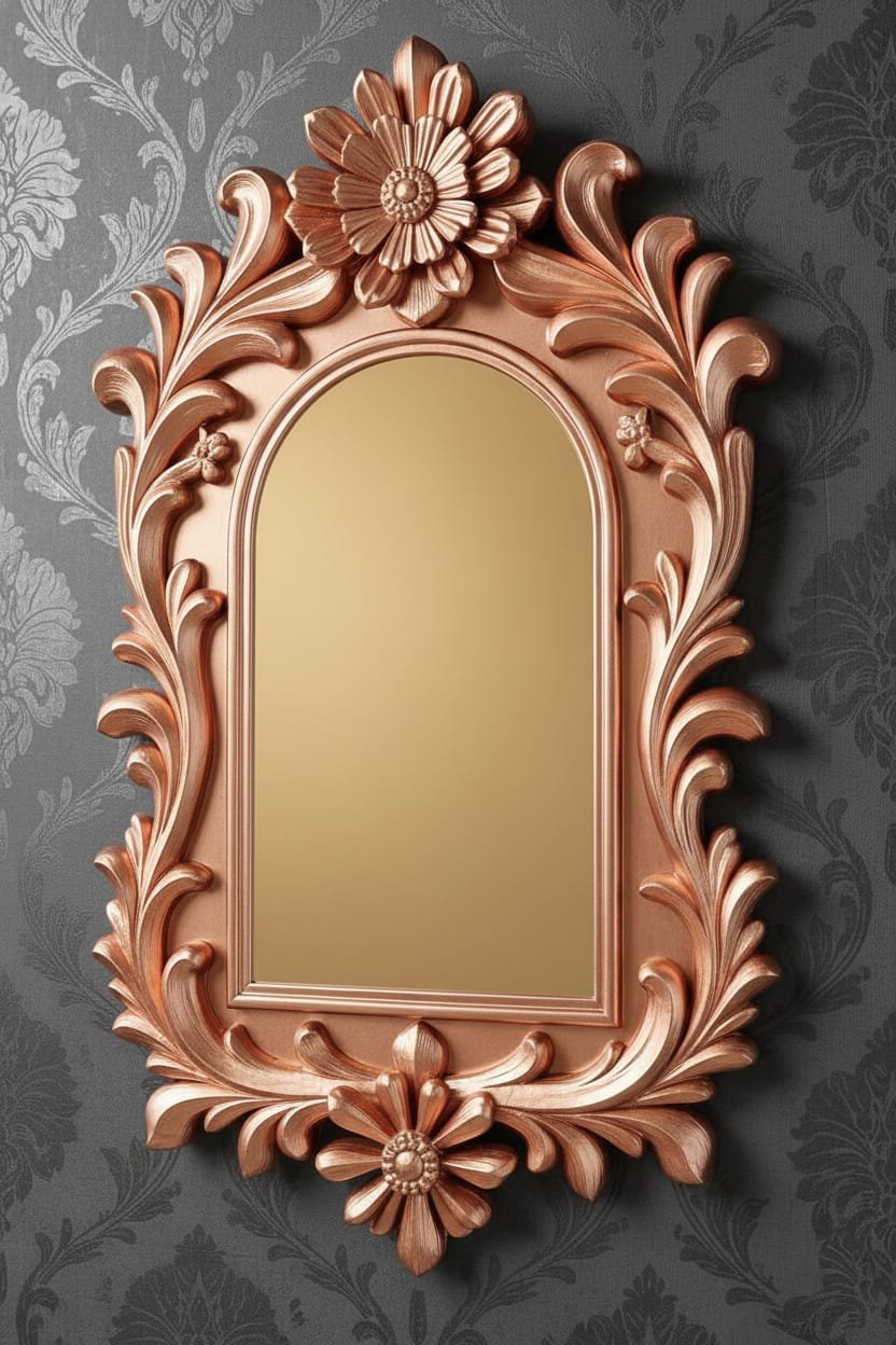 Designer 3D Wall Mirror | Classic Floral Frame Mirror
