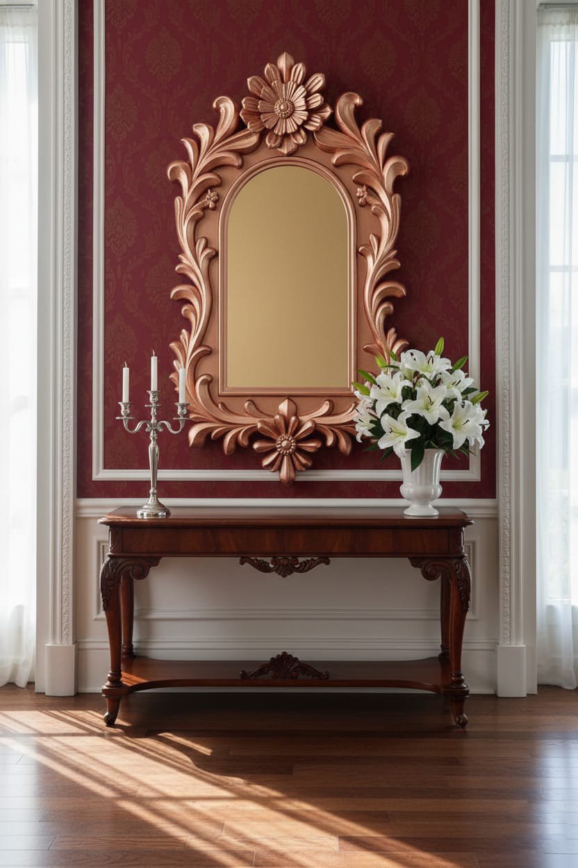 Designer 3D Wall Mirror | Classic Floral Frame Mirror