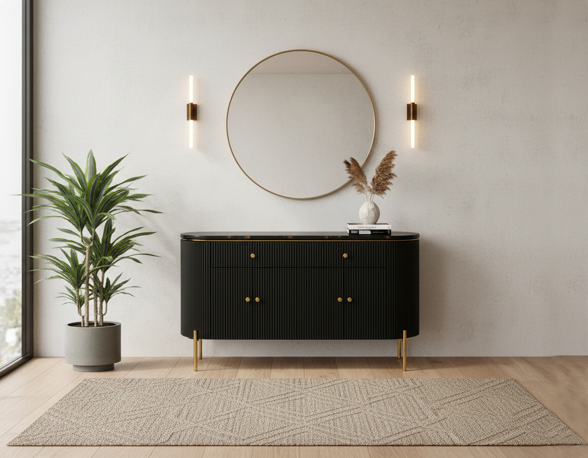 Designer Black Sideboard Cabinet| Modern Storage Furniture